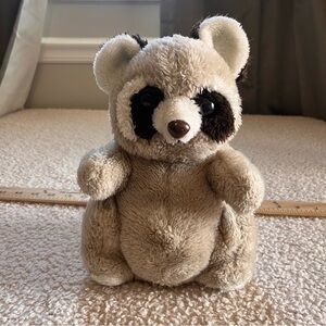 Vintage 1980 Daekor Pot Belly Raccoon Plush 10” Beige Stuffed Animal Korean Made
